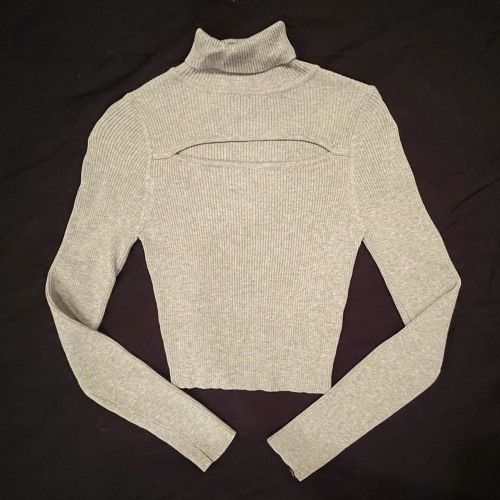 Bebe Light Grey Ribbed Crop